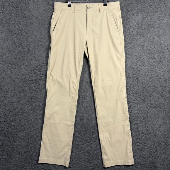 Eddie Bauer Pants Mens 33x34 Beige Travex Straight Fit Stretch Outdoor Hiking - Picture 1 of 16
